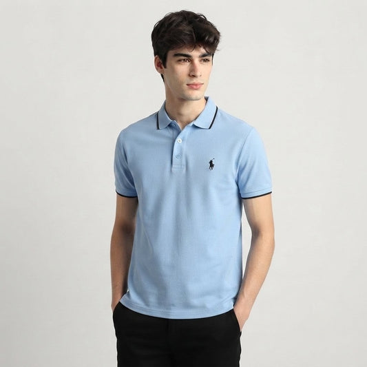 PremiumSky Blue Half-Sleeve Polo Shirt 👕