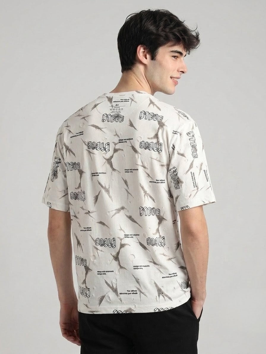 Premium White China Drop Shoulder T-Shirt for Men – Modern Relaxed Casual Style