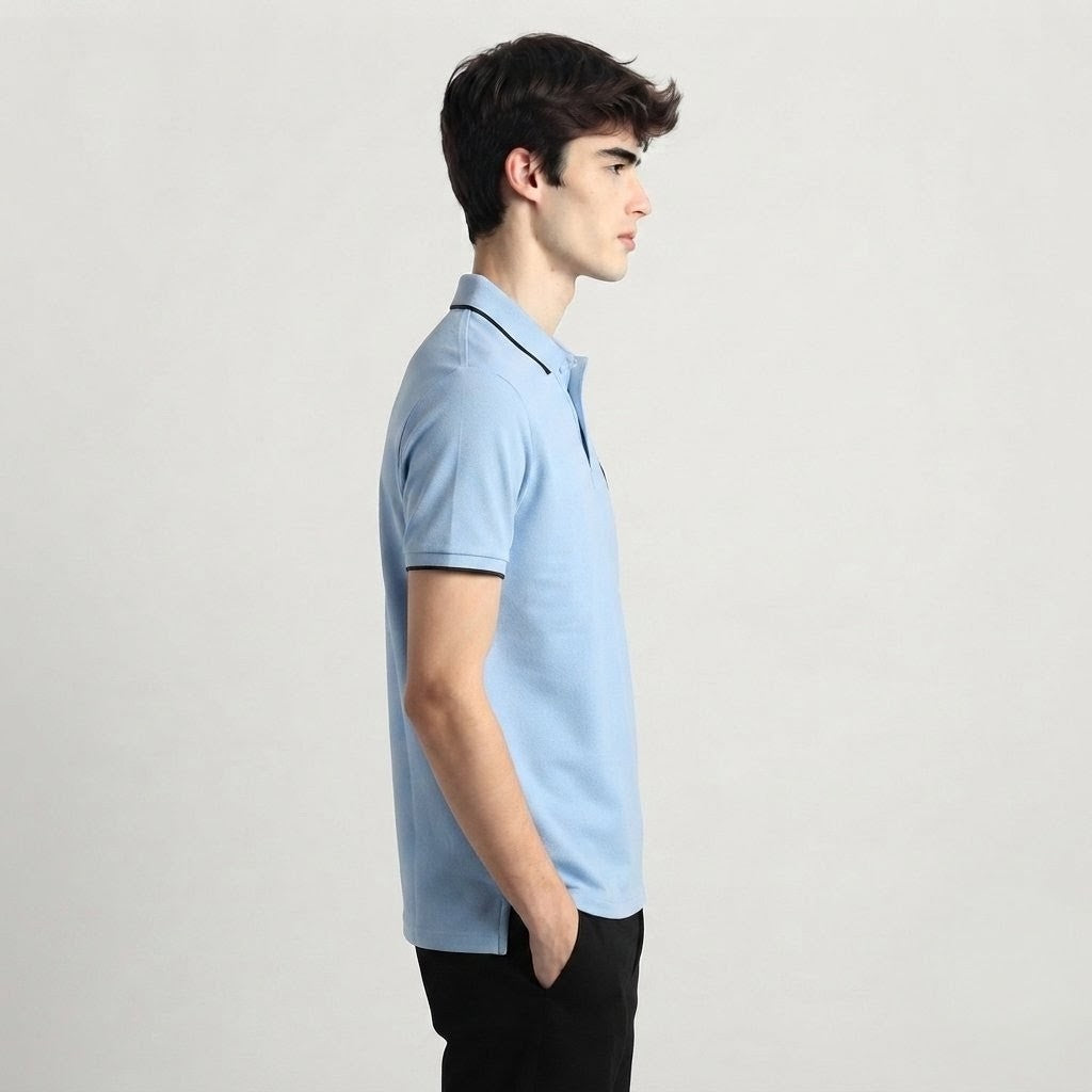 PremiumSky Blue Half-Sleeve Polo Shirt 👕