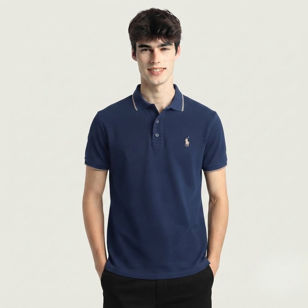 Premium Dark Blue Half-Sleeve Polo Shirt 👕