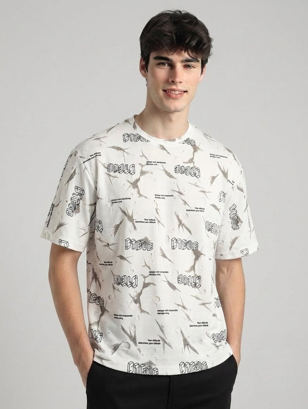 Premium White China Drop Shoulder T-Shirt for Men – Modern Relaxed Casual Style
