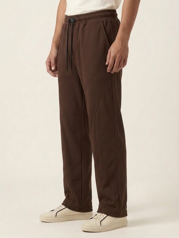 Men's Brown Signature Baggy Trousers – Breathable Mesh Fabric & Premium Stitching