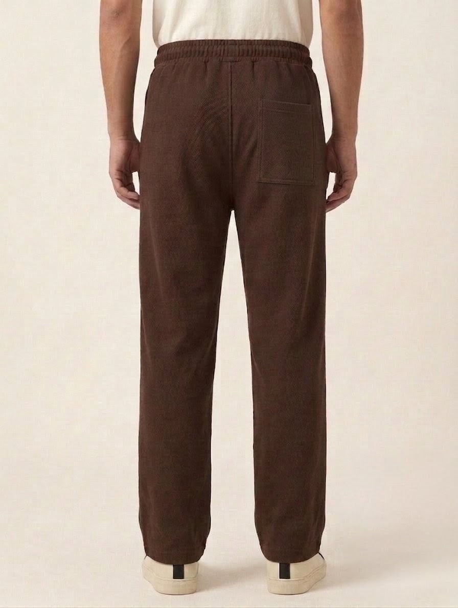 Men's Brown Signature Baggy Trousers – Breathable Mesh Fabric & Premium Stitching